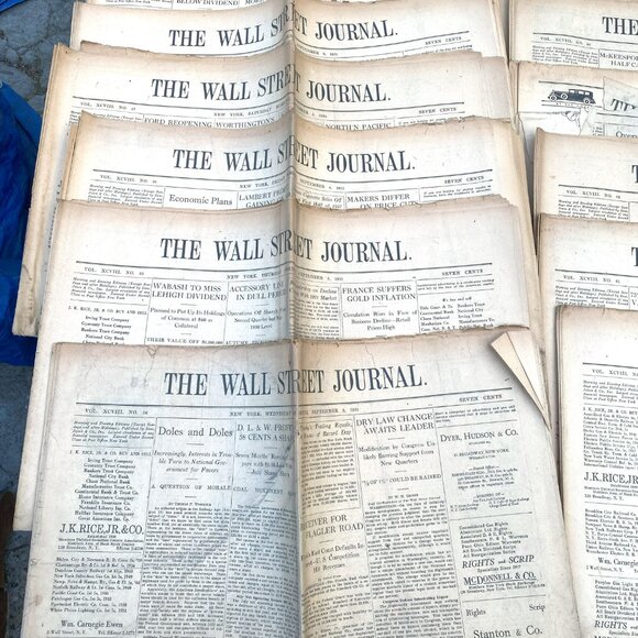 Vintage Wall Street Journal September 1931 Stock Market Crash Paper Ephemera - Picture 2 of 9